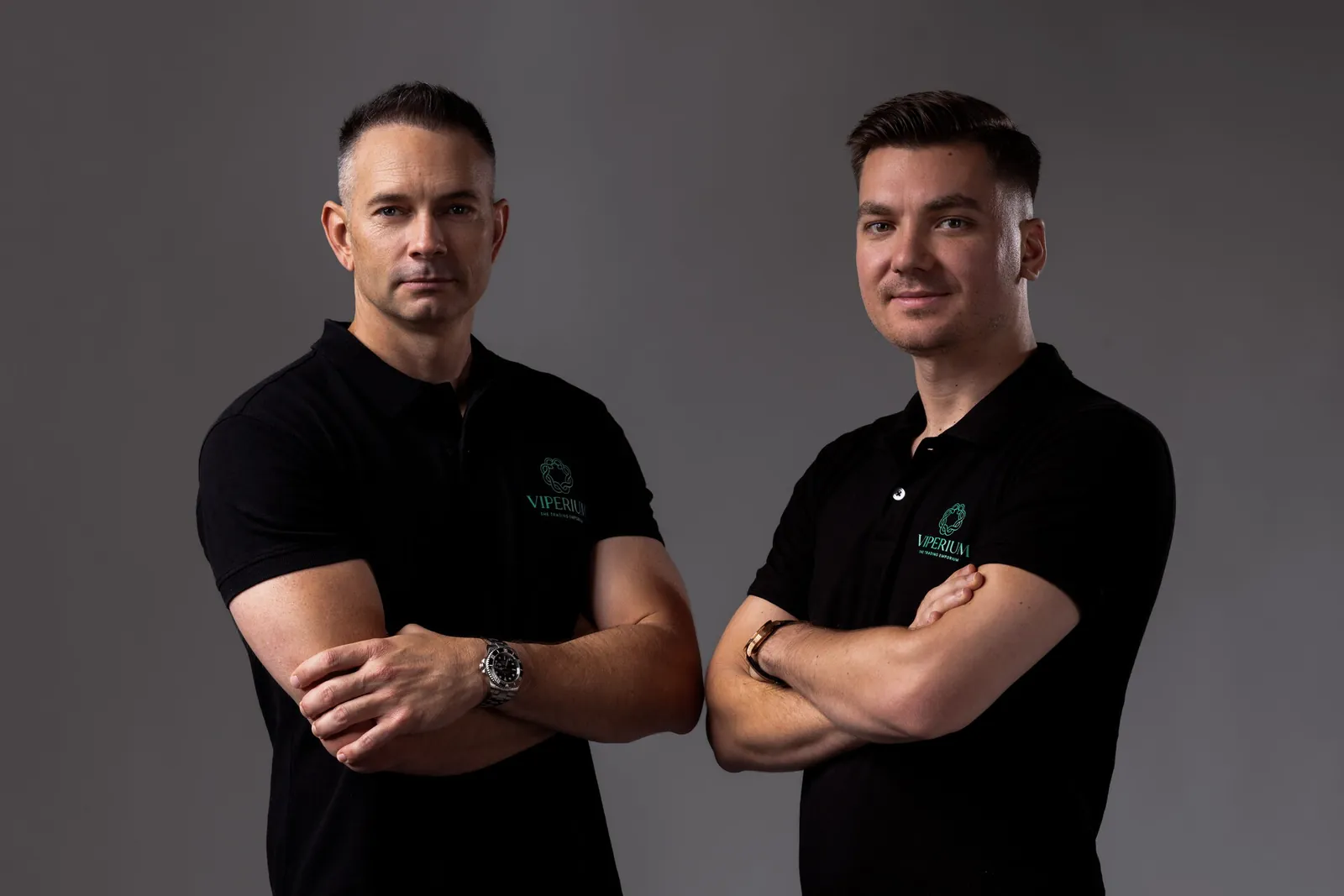Viperium founders together in Viperium-branded shirts
